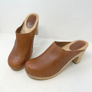L.L. Bean Signature Wood & Leather Clog Brown‎ Size 10